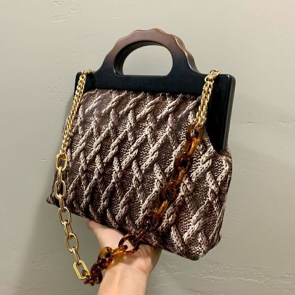 Handmade Genuine Hair-on Calf-hide Wooden Frame Top Handle Bag & 2 Strap Styles - Picture 8 of 16